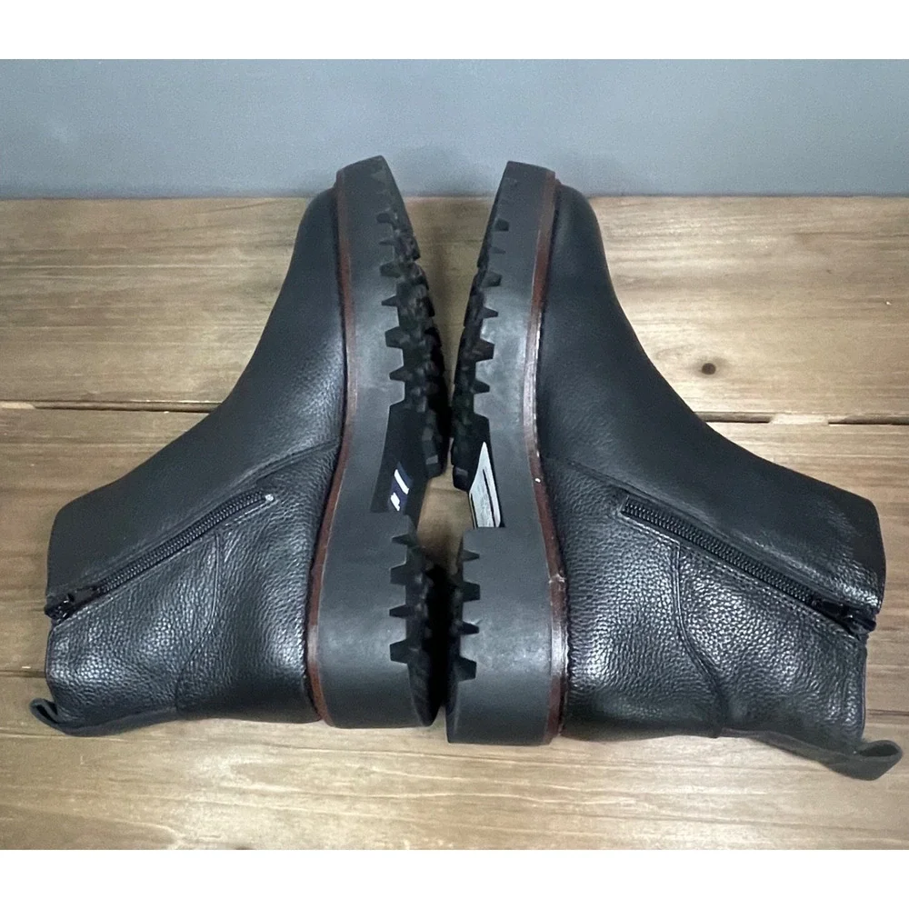 Nordstrom Women's Miller 2 Water Resistant Boots Size 7.5 Black Leather Lug Sole - Picture 9 of 16